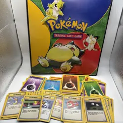 Pokemon Trading Card Game Official Folder + 87 Vintage Cards TCG 1999 Bundle lot - Image 1
