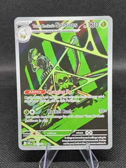 Pokemon TCG Destined Rivals Team Rockets Spidops Illustration Rare Card 187/182 - Image 1