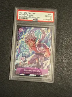 2024 ONE PIECE PROMOS 041 MONKEY D. LUFFY BANDAI CARD GAME FEST PSA 10 ENGLISH - Image 1