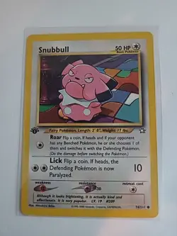 1x Pokemon SNUBBULL 74/111 1st Edition Neo Genesis Light Play LP Free shipping - Image 1
