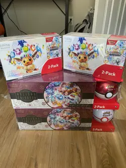 2x Pokemon Prismatic Evolutions ETB/Booster+'25 Holiday Calendar Pokeball bundle - Image 1