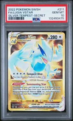 2022 POKEMON SWORD & SHIELD SILVER TEMPEST SECRET FULL ART/LUGIA VSTAR PSA 10 - Image 1