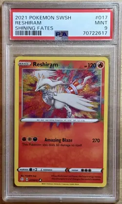PSA 9 2021 Reshiram #017/072 Pokemon Sword & Shield Shining Fates - Image 1
