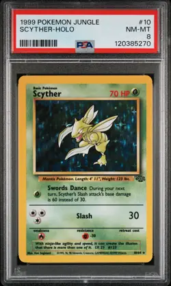 1999 POKEMON JUNGLE #10 SCYTHER-HOLO PSA 8 - Image 1