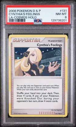 Pokemon Cynthia's Feelings Rare Cosmos Holo Legends Awakened 131/146 PSA 8 Mint - Image 1