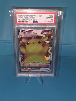 2021 POKEMON SWSH BLACK STAR PROMO PIKACHU VMAX BOX #SWSH062 PIKACHU VMAX PSA 10 - Image 1