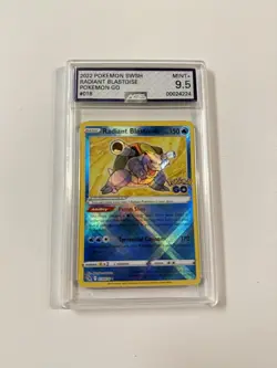 2022 8.5+ MINT Pokemon GO Radiant Blastoise Holo Rare #018 SWSH 18/78 AGS - Image 1