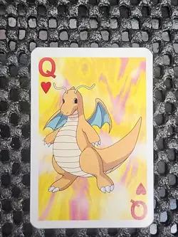 Dragonite Pokemon 1999 Mini Deck Playing Cards 2.5x1.75in Queen Of Hearts Red - Image 1