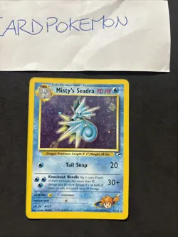 Pokemon Card Misty's Seadra 9/132 Gym Heroes- Swirl-Eng-Holo-Exc! - Image 4
