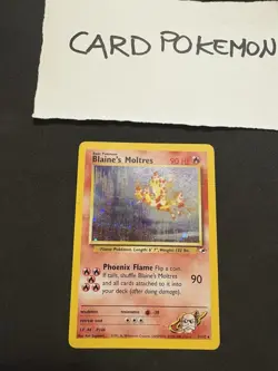 Pokemon Card Blaine's Moltres 1/132 - Gym Heroes - Holo-Swirl-Exc! - Image 1