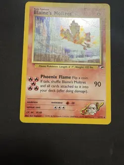 Pokemon Card Blaine's Moltres 1/132 - Gym Heroes - Holo-Swirl-Exc! - Image 3