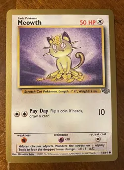 1999 Pokemon Jungle Gold Border Meowth #56/64 Promo NM SHARP! Fruit Roll Ups - Image 1