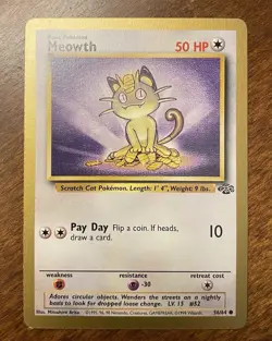 1999 Pokemon Jungle Gold Border Meowth #56/64 Promo NM SHARP! Fruit Roll Ups - Image 3