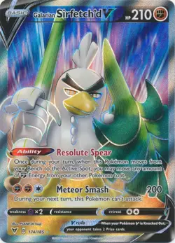 Holo Galarian Sirfetch'd V Full Art 174/185 Ultra Rare Vivid Voltage Pokemon TCG - Image 1