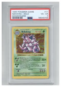 Graded PSA 4 1999 Pokemon Game - Nidoking - HOLO Shadowless #11 - Image 1