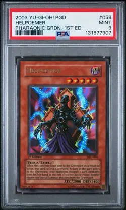 2003 Yu-Gi-Oh! Helpoemer Pharaonic Guardian PGD 1st Edition Ultra Rare PSA 9 - Image 1
