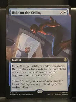 Hide on the Ceiling #249 FOIL EXTENDED NM/M MTG Spiderman Magic Card Blue Rare - Image 1