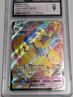 Pokemon TCG Zeraora VMAX 054/159 Crown Zenith CGC MINT 9 Graded Card Holo - Image 4
