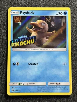 Stamped Psyduck SM199 Detective Pikachu Promo Holo Rare Pokemon Card TCG NM - Image 2