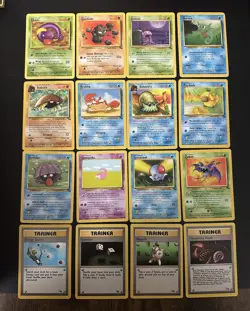 Pokemon Fossil Unlimited Complete Common Set 16 Cards - Image 1