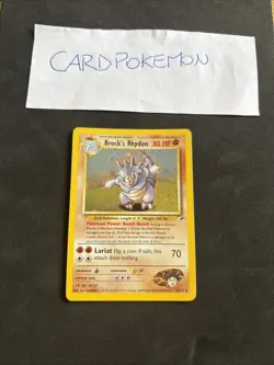 Pokemon Card Brock's Rhydon 2/132 - Set Gym Heroes - Eng-Swirl-Holo-nm/mint! - Image 1