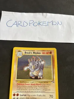Pokemon Card Brock's Rhydon 2/132 - Set Gym Heroes - Eng-Swirl-Holo-nm/mint! - Image 2