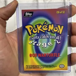 Pokemon #08 Wartortle - Stage 2 Pokemon Topps Holo Foil Card - E8 of 12 NM Vtg - Image 3