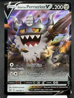 Galarian Perrserker V 129/196 - Ultra Rare - SWSH Lost Origin Pokemon Card NM - Image 1