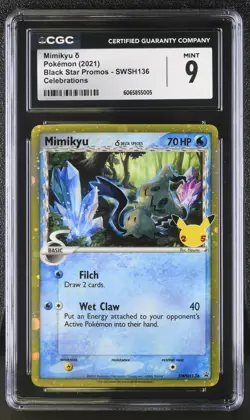 CGC 9 MINT Mimikyu SWSH136 Holo Black Star Promo DELTA SPECIES Pokemon Card psa - Image 1