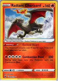 Radiant Charizard 020/159 Radiant Rare Pokemon Card Crown Zenith - Image 1