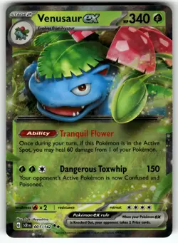 Venusaur ex 001/142 SV07: Stellar Crown NM Pokemon Card TCG - Image 1