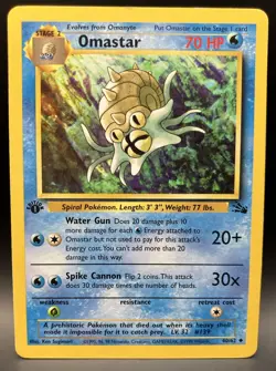 Pokemon TCG Omastar Fossil 1st Edition Uncommon Card 40/62 LP - Image 1
