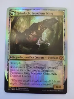 Grimlock Dinobot Leader / Grimlock Ferocious King FOIL Hascon Promos NM ENG MTG - Image 2