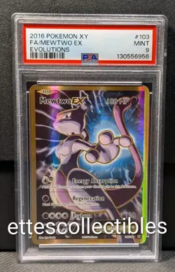 2016 POKEMON XY EVOLUTIONS MEWTWO EX #103 FULL ART PSA 9 MINT - Image 1