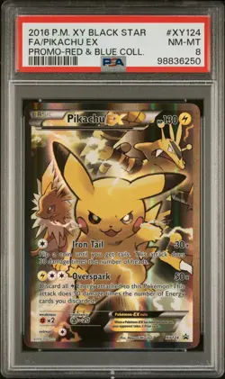 2016 POKEMON XY BLACK STAR PROMO RED & BLUE COLL FULL ART/PIKACHU EX PSA 8 - Image 1