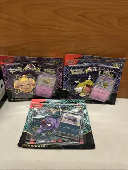 LOT OF 3 Pokemon TCG Paldean Fates Tech Sticker Collection Blister Pack Sets - Image 1