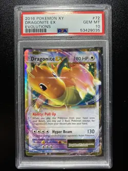 2016 POKEMON XY EVOLUTIONS #72 DRAGONITE EX EVOLUTIONS PSA 10 - Image 1