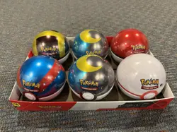 Set Of 6 Pokemon Pokeball Tins - SEALED WITH DISPLAY BOX D25 E25 - Image 1