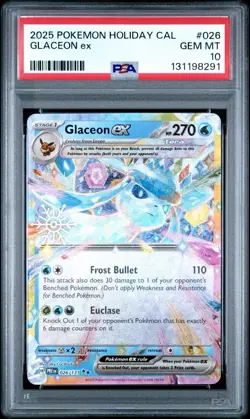 2025 POKEMON GLACEON ex #026/131 HOLIDY PROMO DOUBLE RARE ART PSA 10 GEM MINT - Image 1