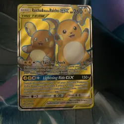 Pokemon TCG Raichu & Alolan Raichu GX 220/236 Tag Team Full Art Ultra Rare Mint - Image 1