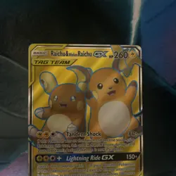 Pokemon TCG Raichu & Alolan Raichu GX 220/236 Tag Team Full Art Ultra Rare Mint - Image 2