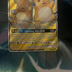 Pokemon TCG Raichu & Alolan Raichu GX 220/236 Tag Team Full Art Ultra Rare Mint - Image 3