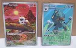 Lot Of 2 Pokemon Illustration Art Cards! Golurk & Larvesta! Mint Condition - Image 1