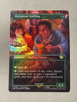 MTG Delighted Halfling Foil #402 Borderless Scene Card LOTR Lord of the Rings - Image 1