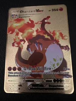 Charizard VMAX hp350 Gold Metal Pokemon Card Fan Art! - Image 1