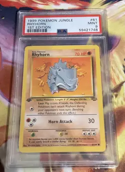 1999 Pokemon Rhyhorn #61 Common First 1st Edition Jungle PSA 9 M (mint) - Image 1
