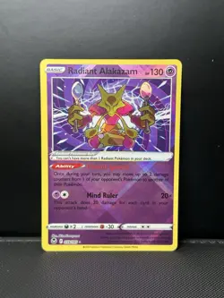 Pokemon TCG Radiant Alakazam Silver Tempest 059/195 Holo Radiant Rare - Image 1