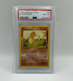 PSA 8 Charmander 46/102 Base Set Unlimited WOTC 2000 Pokemon Game - Image 1
