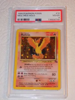 Moltres PSA 4 VG/EXC 1999 Pokemon Fossil Holofoil #12/62 - Image 1