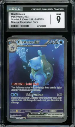 Pokemon Blastoise ex Special Illustration Rare 2023 S&V 151 200/165 CGC Mint 9 - Image 1
